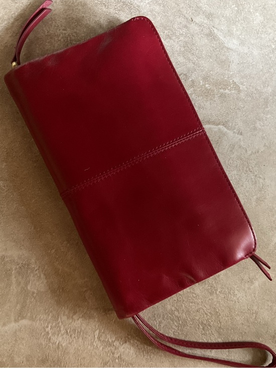 HOBO Handbags - HOBO Burgundy Leather Wristlet Clutch